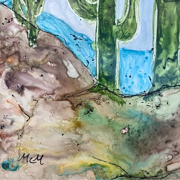 Semi Abstract Desert Landscape Watercolor Original Art Painting - Picture 13 of 16